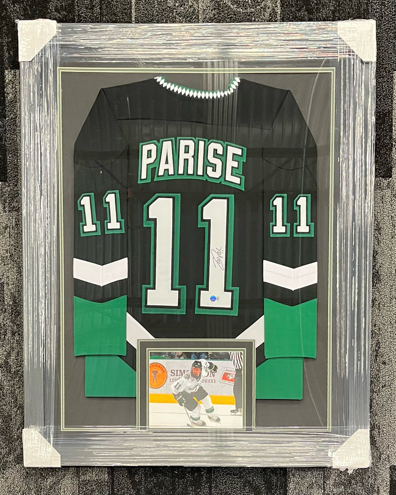 Zach Parise Signed & Professionally Framed Custom Black College Hockey Jersey