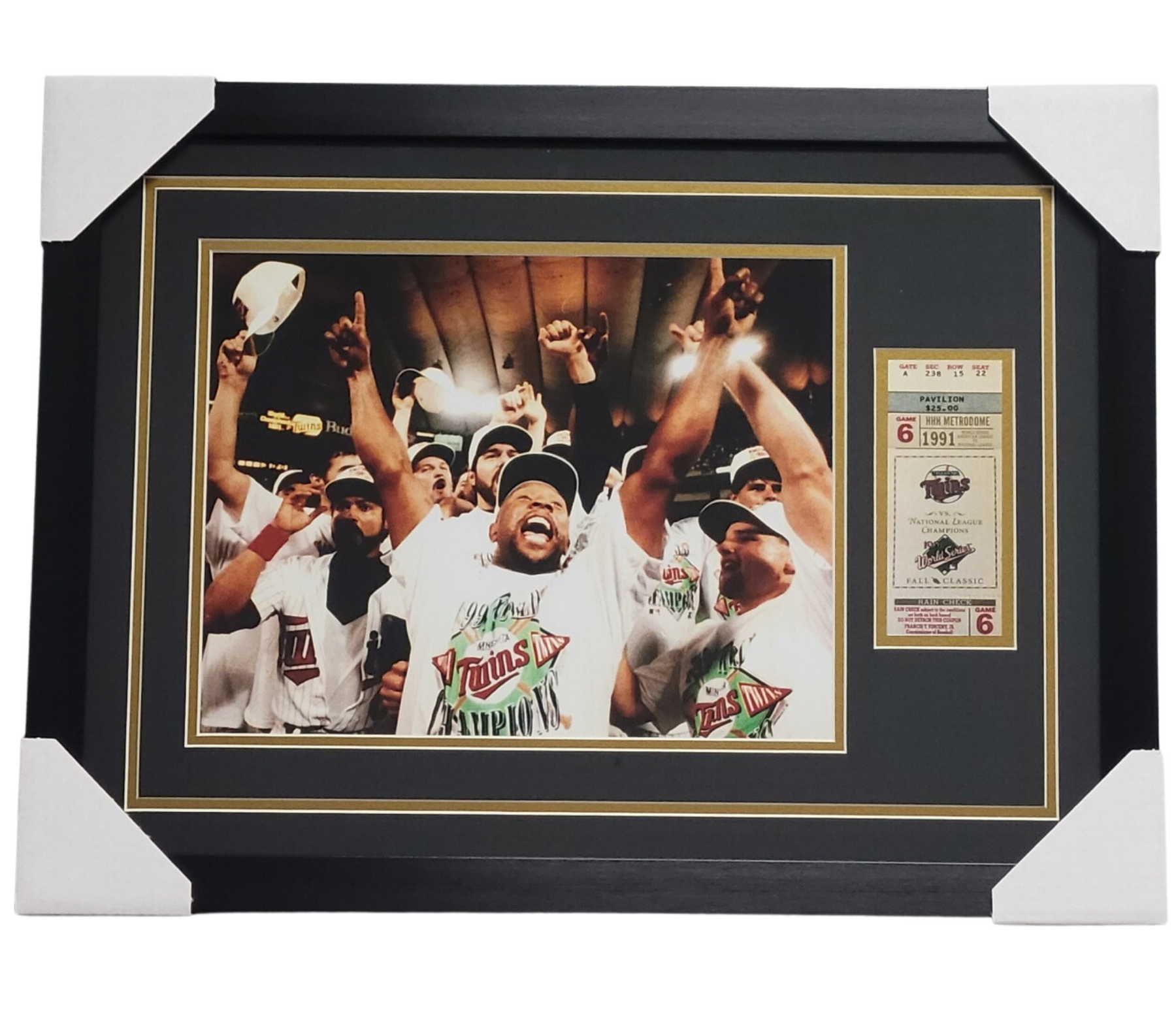 Minnesota Twins 1991 World Series Champions Professionally Framed 11x14 Photo w/ Replica Ticket Display