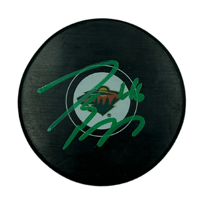 Jared Spurgeon Signed Wild Logo Puck