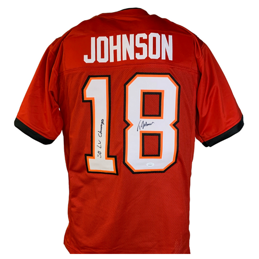 Tyler Johnson Signed Custom Red Football Jersey w/ 'SB LV Champs'